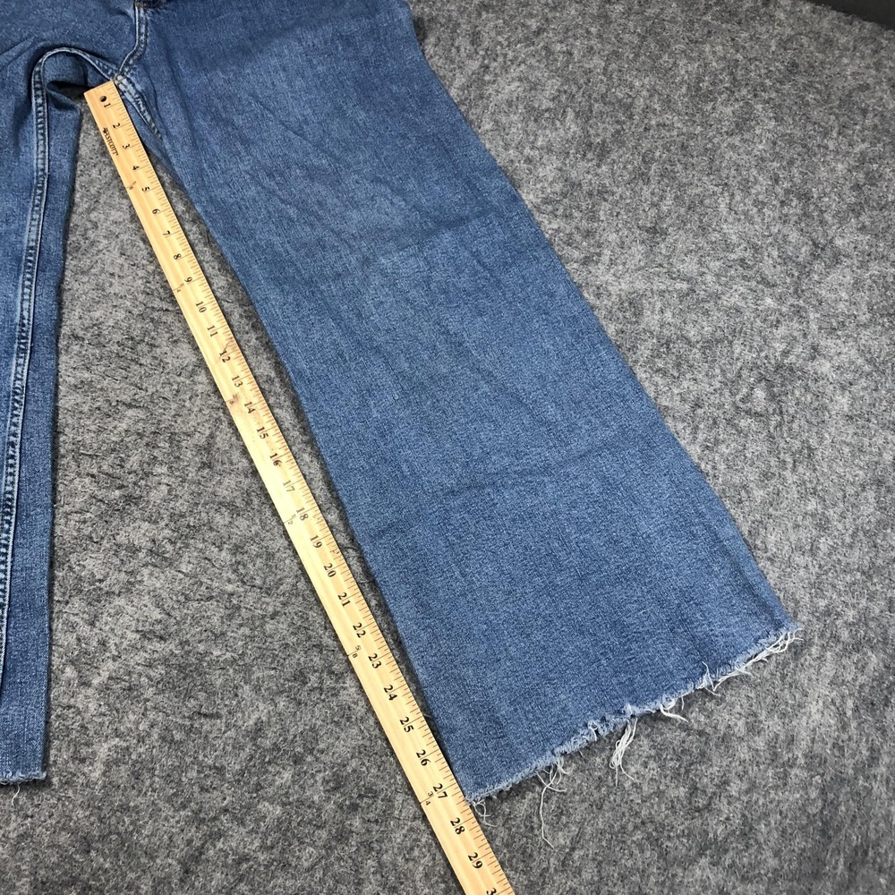 Zara Jeans Womens 10 Medium Wash High Rise Wide Leg Crop Raw Hem Relaxed Denim - Picture 10 of 16